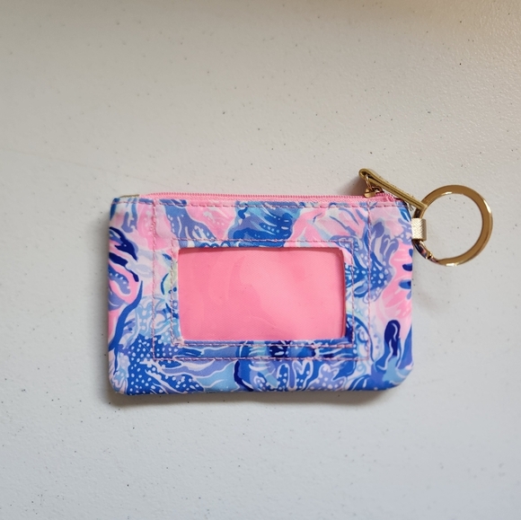 Lily Pulitzer Blue ID Case Wallet Keychain Gift Travel Card Pouch - Picture 3 of 6